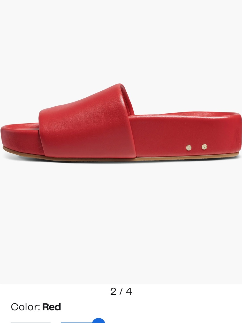 BEEK PELICAN SLIDES, size 7 in Lipstick Red.